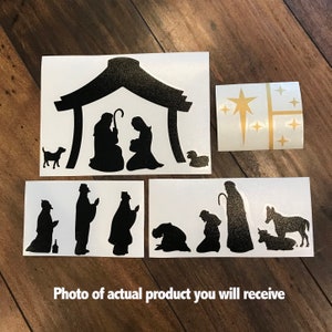 Nativity Scene Vinyl Lettering fits perfect on 8x8 inch KraftyBlok or glass block and two 4x8 inch blocks image 2