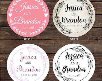 2 inch Custom Glossy Waterproof Wedding Stickers Labels - hundreds of designs to choose from - change designs to any color or wording