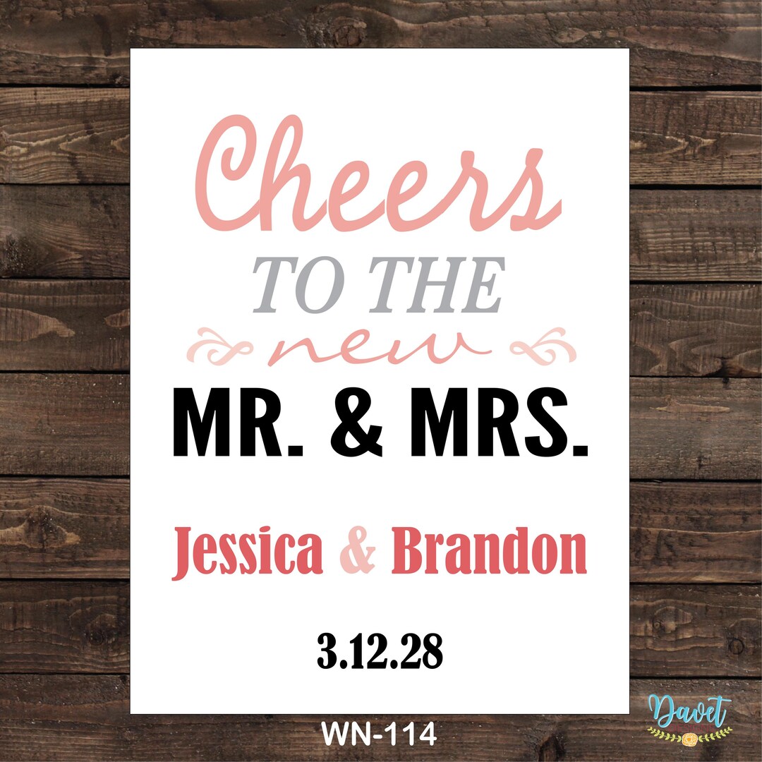 3x4 Inch Custom Cheers Wedding Wine Bottle / Rectangle Waterproof ...