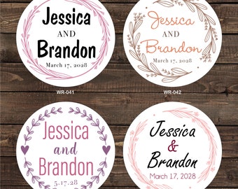 1.5 inch Custom Glossy Waterproof Wedding Stickers Labels - hundreds of designs to choose from - change designs to any color or wording