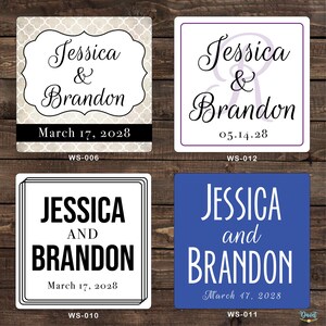 2 inch Personalized Glossy Waterproof Wedding Stickers - change designs to any color, wording etc