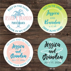 2.5 inch Tumbler Waterproof Destination Wedding Stickers hundreds of designs to choose, change colors or wording WR-302 image 7