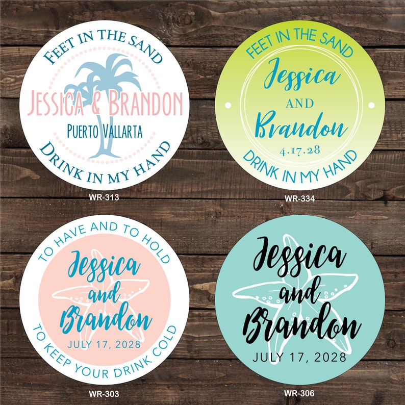 2.5 inch Tumbler Waterproof Destination Wedding Stickers hundreds of designs to choose, change colors or wording WR-302 image 7