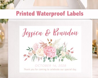 Custom Floral Wedding Welcome Bag Stickers – 4x3 Waterproof Labels, Personalized Wording WG230