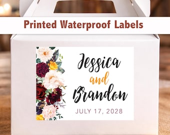Custom Floral Wedding Welcome Bag Stickers – 4x3 Waterproof Labels, Personalized Wording WG239