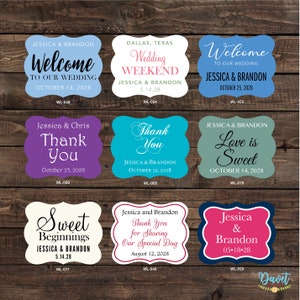 2 x 1.625 inch Die Cut Custom Glossy Waterproof Wedding Stickers Labels hundreds designs change designs any color or wording image 9