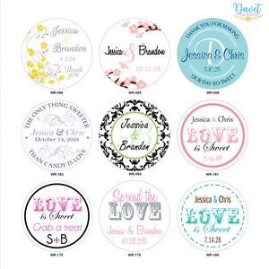1.5 inch Custom Glossy Waterproof Wedding Stickers Labels hundreds of designs to choose change designs to any color or wording image 9