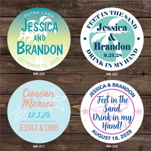 2.5 inch Tumbler Waterproof Destination Wedding Stickers hundreds of designs to choose, change colors or wording WR-302 image 9