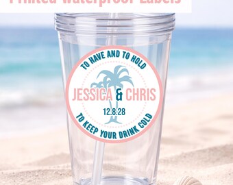 Waterproof Wedding Stickers – Destination Beach Theme Labels (2.5 inch) WR-335 Fast Shipping
