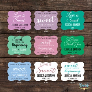 2 x 1.625 inch Die Cut Custom Glossy Waterproof Wedding Stickers Labels hundreds designs change designs any color or wording image 7