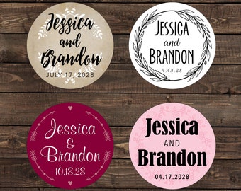 3 inch Build Your Own Personalized Wedding Labels - Change wording, colors, etc. to meet you needs
