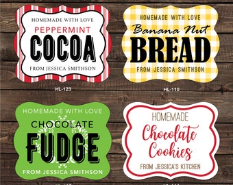 3x4 inch Die Cut Shaped Personalized Homemade Item Labels - Change wording, colors, etc. to meet you needs