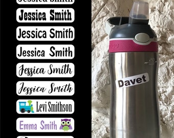 40 Waterproof Personalized 2” x .5” Name Labels - Dishwasher Safe - great on food container, bottle, lunch box, jars
