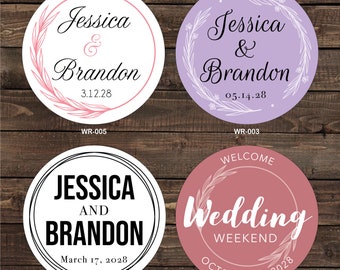 3 inch Custom Glossy Waterproof Wedding Stickers Labels - hundreds of designs to choose - change designs to any color or wording