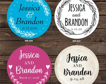 2.25 inch Custom Glossy Waterproof Wedding Stickers Labels - hundreds of designs to choose - change designs to any color or wording