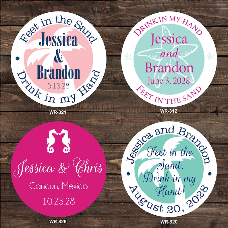 2.5 inch Tumbler Waterproof Destination Wedding Stickers hundreds of designs to choose, change colors or wording WR-302 image 8