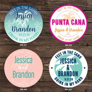 2.5 inch Tumbler Waterproof Destination Wedding Stickers hundreds of designs to choose, change colors or wording WR-302 image 3