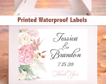 Custom Floral Wedding Welcome Bag Stickers – 4x3 Waterproof Labels, Personalized Wording WG229