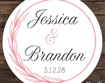 2 inch Glossy Personalized Waterproof Wedding Stickers Labels - hundreds of designs to choose from - change design to any color WR-005