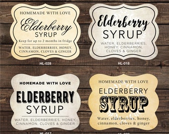 3x4 inch Die Cut Shaped Elderberry Syrup Personalized Homemade Item Labels - Change wording, colors, etc. to meet you needs