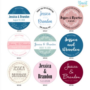 1.5 inch Custom Glossy Waterproof Wedding Stickers Labels hundreds of designs to choose change designs to any color or wording image 2