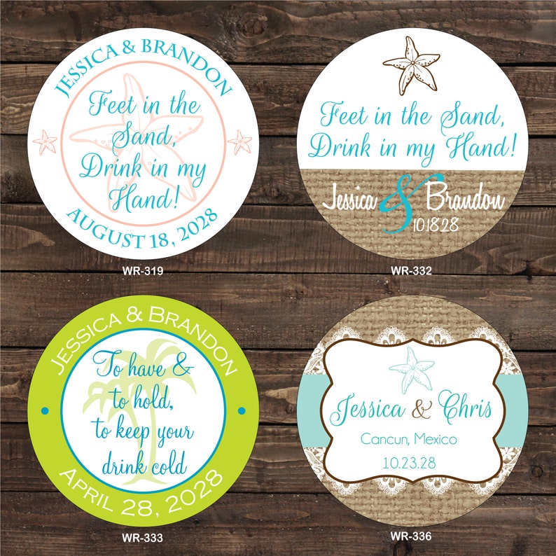 2.5 inch Tumbler Waterproof Destination Wedding Stickers hundreds of designs to choose, change colors or wording WR-302 image 10
