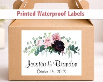 Custom Floral Wedding Welcome Bag Stickers – 4x3 Waterproof Labels, Personalized Wording WG242