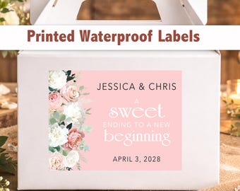 Custom Floral Wedding Welcome Bag Stickers – 4x3 Waterproof Labels, Personalized Wording WG220