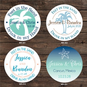 2.5 inch Tumbler Waterproof Destination Wedding Stickers hundreds of designs to choose, change colors or wording WR-302 image 2