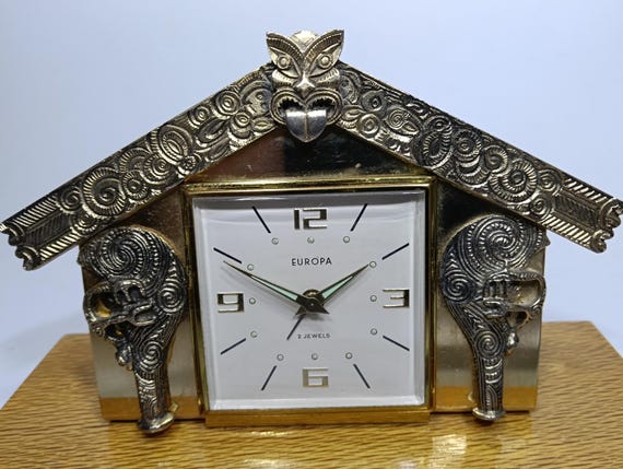 Vintage 'MAORI' EUROPA Brass Wind up Mantle CLOCK - Etsy