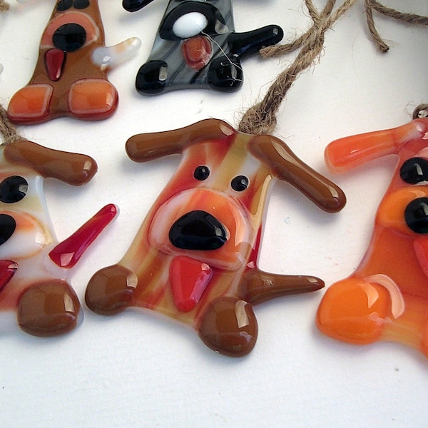 Puppies for Sale! All rescued glass fusion puppy ornaments
