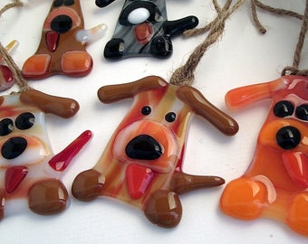 Puppies for Sale! All rescued glass fusion puppy ornaments