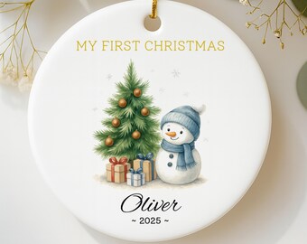 My First Christmas Ornament Personalized Baby's First Christmas Ornament for New Baby Ornament 2025, Snowman Baby Boy Ornament, Custom Name