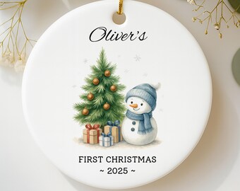 Babys First Christmas Ornament Personalized Keepsake for New Baby Ornament Christmas Gift 2025 - Snowman Baby Boy Ornament Custom Baby Name