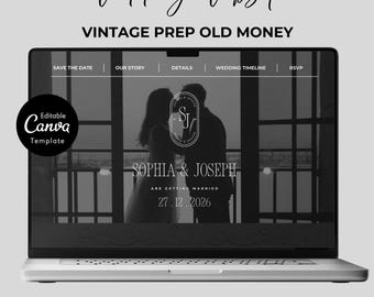 Vintage Wedding Website Template, Online RSVP, Canva Web Invitation (Digital Download)