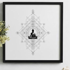Chakra Meditation Art Print, Spiritual Energy (Digital Poster)