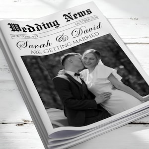 Wedding Newspaper Template with Photo, Wedding Newspaper Template, Wedding Program, Newlywed Times, Editable Newspaper Itinerary, Marriage