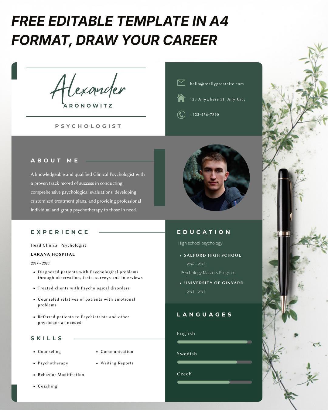 Easy to Edit Resume Template Completely Free Delete Upload Write Design ...