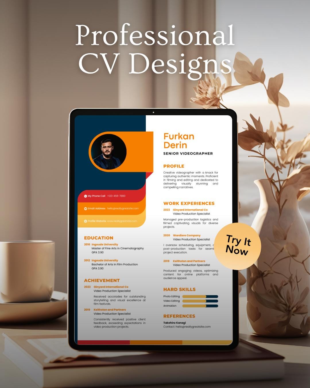 Editable CV Template, Resume Design, 4 Page (digital Download) - Etsy
