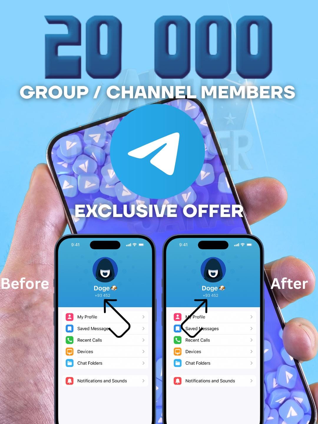 20,000人のTelegramグループ/チャンネルメンバー | 高速、安全 | 冬のクリスマススペシャル