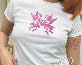 Cherub Graphic Tee, Y2K Angel Baby Tee