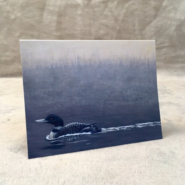 Loon Wildlife Note Cards- 'The Wake' - Set of Five 5 1/2"x 4 1/4" Blank Note Cards