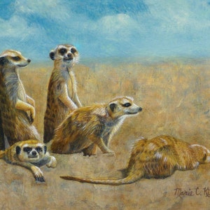 Meerkat Print, &#39;Meerkat Monday,&#39; 8&quot;x 10&quot; Unframed Lim. Ed. Giclee on Canvas, Made in USA