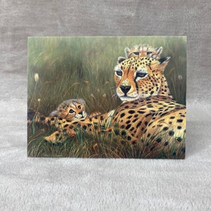 Notitiekaarten Cheetah Wildlife, 'African Queen'- Set van vijf blanco notitiekaarten van 5 1/2" x 4 1/4"
