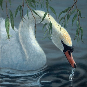 Swan Giclee Print: &#39;Veiled Dreams&#39; Limited Edition Canvas Art