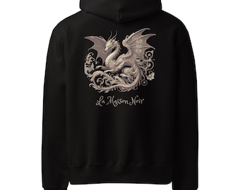 Felpa con cappuccio oversize Élite Noir unisex Drago – Felpa con cappuccio gotica nera pesante | La Maison Noir