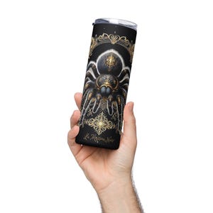 Taza de acero inoxidable con forma de araña, 600 ml, estilo barroco-gótico, ideal para regalo, taza térmica, taza de café, termo.