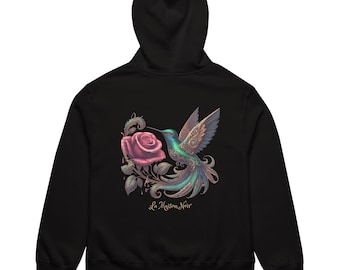 Felpa oversize unisex Signature Noir Hummingbird Rose – Felpa gotica nera pesante | La Maison Noir