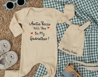Body personalizado "¿Quieres ser mi madrina?", mameluco para bebé para proponerle ser madrina, idea de atuendo personalizado para anunciar el nacimiento del bebé a la tía, baby shower