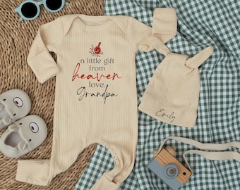 Body de bebé "Un pequeño regalo del cielo", conjunto conmemorativo de mi abuelo, conjunto personalizado para recién nacido, regalo de condolencias para bebés de Cardenal